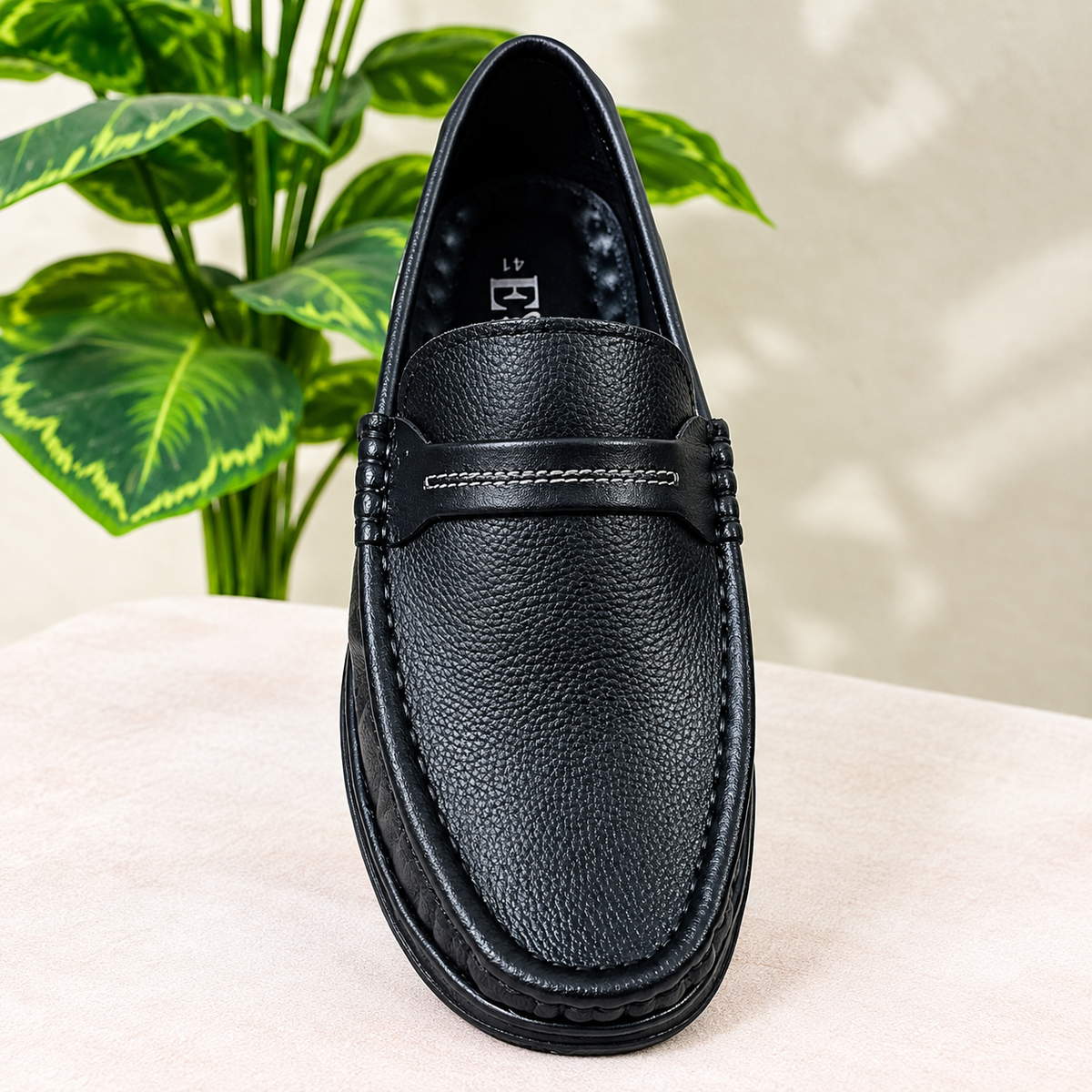 Premium Black Leather Casual Shoes EV-11