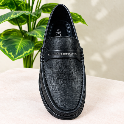 Premium Black Leather Casual Shoes EV-11