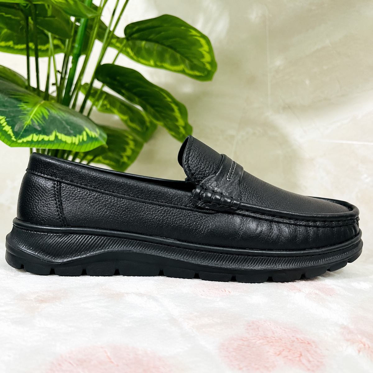 Premium Black Leather Casual Shoes EV-11