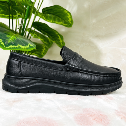 Premium Black Leather Casual Shoes EV-11