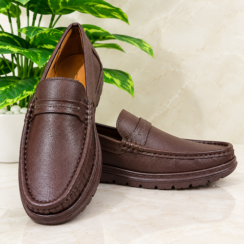 Premium Brown Leather Casual Shoes EV-12