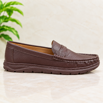 Premium Brown Leather Casual Shoes EV-12