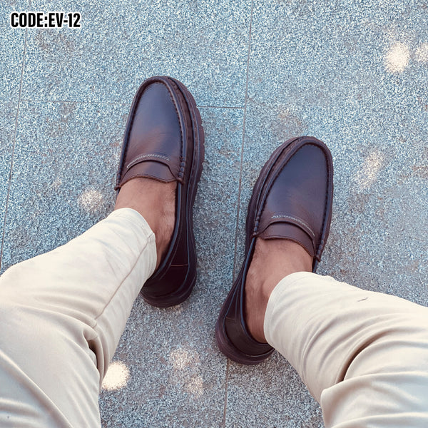 Premium Brown Leather Casual Shoes EV-12