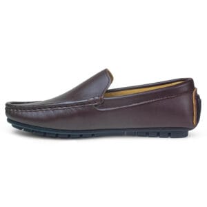 Men's Classic Plain Leather Loafer Shoes Dark Brown EV-11