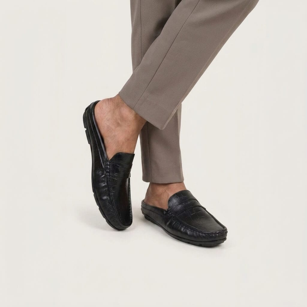 Royal Croco Executive Black Half Shoes EV-H36
