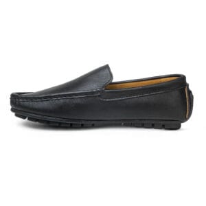 Men's Classic Plain Leather Loafer Shoes Black EV-10
